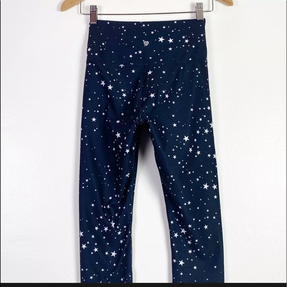 Wildfox Women's High Waist/Rise Black White Scattered Stars Printed 7/8 Leggings - Picture 5 of 13